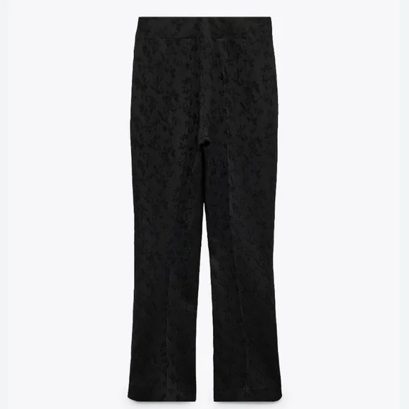 ZARA FLARED JACQUARD BLACK PANTS SIZE M - Picture 5 of 5